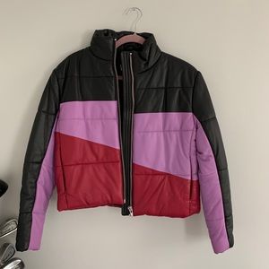 COPY - Veda Leather Colorblock Jacket SMALL